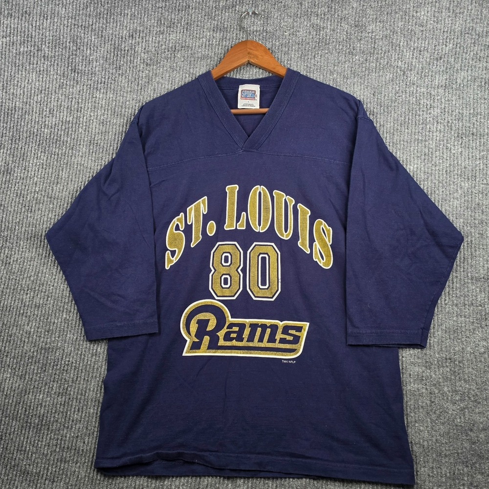 Sport Attack St Louis Rams #80 Isaac Bruce Football Jersey Mens Size L Navy Blue